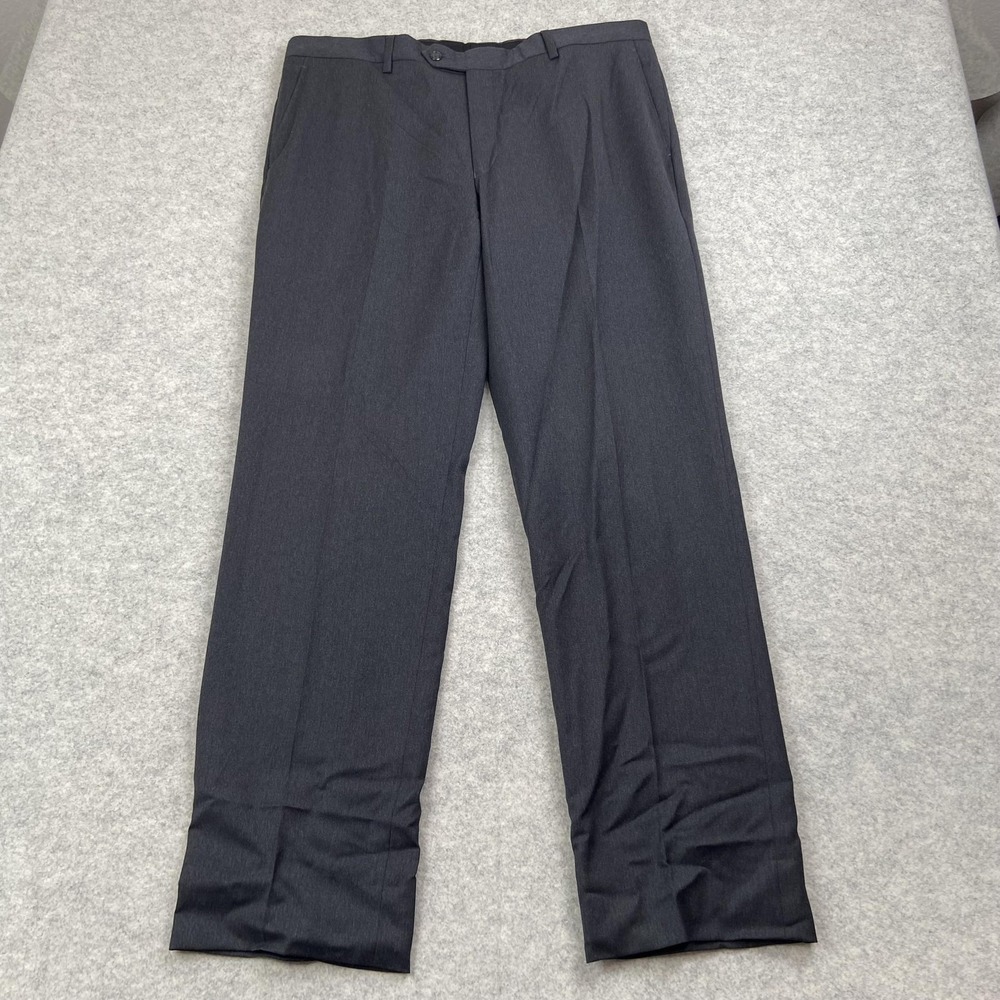 Jos A Bank Executive Pants Mens 37R (38x31) Gray Wool Tailored Fit Dress Slacks
